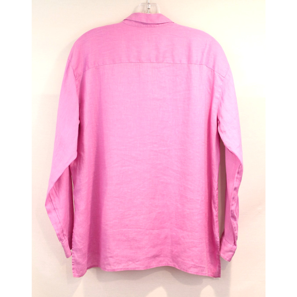J Jill Top Pure Linen Womens size M Lavender Button Up Pocket Long Sleeve Tunic - Picture 5 of 8